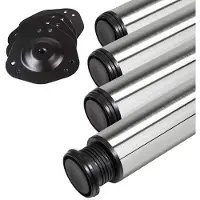 Sotech 4 stuks Tafelpoten Hoogte 710 mm Ø 76 / 80 mm echt geborsteld roestvrij staal belastbaar tot 300 kg (75 kg per stuk) met 32 mm hoogteverstelling