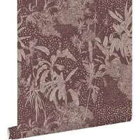 ESTAhome behang tropische bladeren aubergine paars - 50 x 900 cm - 139891