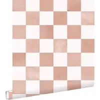 ESTAhome behang geblokt motief bruin en wit - 53 cm x 10.05 m - 131289