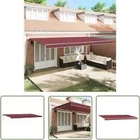 The Living Store Terrasdoek - Luifel - Luifel automatisch uittrekbaar 600x300 cm bordeauxrood - Buitendecoratie - Balkonbescherming - Parasol