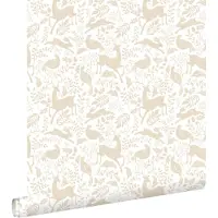 ESTAhome behang bos met bosdieren beige - 50 x 900 cm - 139527
