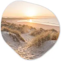 MuchoWow Organische wanddecoratie 40x40 cm - Organisch schilderij Duinen - Strand - Zee - Muurdecoratie woonkamer - Kamer decoratie - Schilderijen - Muurcirkel aesthetic