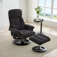 STILVORA Relaxfauteuil 83,5 x 81 x 111 cm - Massage, Warmte, Draaibaar Met Hocker - Woonkamer - Chenille Donkergrijs