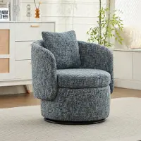 STILVORA Draaifauteuil 72 x 66,5 x 76 cm - 360 Graden Draaibaar Met Opbergruimte - Voor Leeshoek - Chenille - Blauw