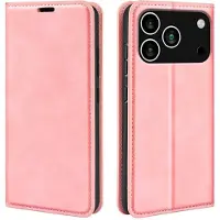 Mobigear Telefoonhoesje geschikt voor Apple iPhone 17 Pro Max Hoesje | Retro Slim Bookcase Portemonnee | Pasjeshouder voor 3 Pasjes | Telefoonhoesje voor Pinpas / OV Kaart / Rijbewijs - Roze