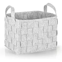 N8werk Opbergmand van vilt met handvat 40x30x30 cm | Ideaal voor het opbergen van haardhout en tijdschriften | Duurzaam en veelzijdig | Opvouwbare opbergmand [Lichtgrijs]