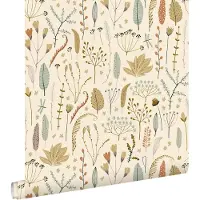 ESTAhome behang veldbloemen vergrijsd olijfgroen - 50 x 900 cm - 131163