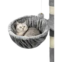 Lionto Ligbed voor krabpalen, met een stabiel metalen frame en stoffen bekleding, diameter 40 cm, diepte 25 cm, lichtgrijs