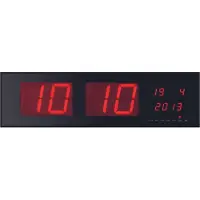 Perel Wandklok - Digitaal - LED-display - Zwart Rood