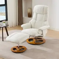 STILVORA Relaxfauteuil - Met Massage, Warmte En Hocker - 360 Draaibaar - Voor Woonkamer En Leeshoek - Chenille Wit