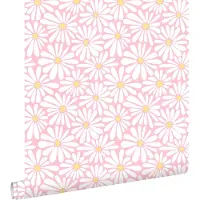 ESTAhome behang madeliefjes licht roze en geel - 50 x 900 cm - 131813