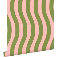 ESTAhome behang golvende strepen roze en groen - 0.53 x 10.05 m - 131610