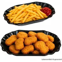 MamboCat 2-delige set BLACK FRIES frietschaal ovaal zwart mat van porselein 19,5x10,7cm – 24307128
