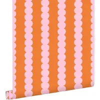 ESTAhome behang grafische print roze en oranje - 0.53 x 10.05 m - 131748