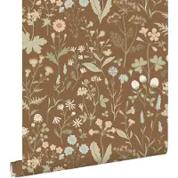 ESTAhome behang veldbloemen beige bruin - 50 x 900 cm - 139695