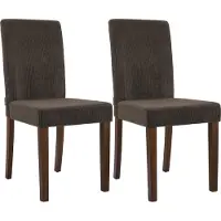 CLP Ina Set van 2 eetkamerstoelen - klassiek - met rugleuning - hout - corduroy - ribstof - antiek donker/bruin