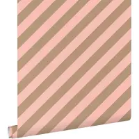 ESTAhome behang strepen roze en beige bruin - 50 x 900 cm - 139955
