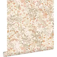 ESTAhome behang veldbloemen terracotta en vergrijsd groen - 50 x 900 cm - 131353