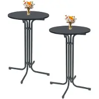 TRUTZHOLM 2x bartafel inklapbaar Ø 70 cm hoogte 110 cm stalen gastentafel feesttafel bistrotafel in antraciet