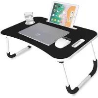 OEM Flexibele laptoptafel, bureau, leestafel, computerwerkplek, ontbijttafel, bijzettafel | Tafel voor werken, studeren, ontbijten of films kijken (zwart, zonder lade)