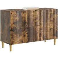 vidaXL Dressoir met lade Gerookt eiken 89 x 34,5 x 60 cm Bewerkt hout