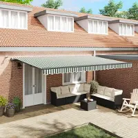 Prolenta Maison Exclusive - Uitschuifbaar zonnescherm, groen en wit, 500 x 300 cm, polyester