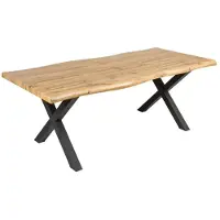 Meublorama Eettafel RIVET - Rechthoekig 200 cm - Hout en metaal - Industriële stijl