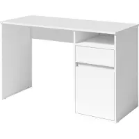 Meublorama Bureau BILOU wit – 1 lade, 1 deur en 2 vakken – Strakke en heldere look voor kinderkamer