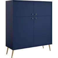 Meublorama Buffetkast hoog design AZURÉA – 2 openslaande deuren – Diepblauw – 105x122x41 cm