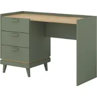 Meublorama Bureau in Scandinavische stijl NOKI – 3 laden – Groen en hout – 120x80x50 cm