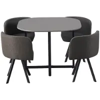 Meublorama Set tafel en 4 stoelen ORBENA – Kleur matgrijs – Tafel 100x100 cm – Modern en compact ontwerp