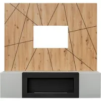 Meublorama Composition murale IXAR géométrique – Meubel voor TV + decoratieve wandpanelen + bio-ethanol haard
