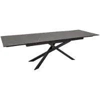 Meublorama Eettafel STELIX 180–220–260 cm – Blad van antraciet keramiek en gehard glas – Uitschuifbaar