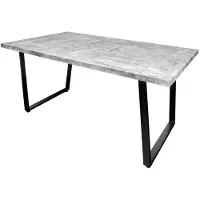 Meublorama Eettafel MERAX 160 cm - Grijs betoneffect blad en zwart metalen frame