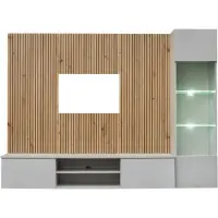 Meublorama Wandcompositie IXAR – Zwevend TV-meubel en vitrine – Met LED