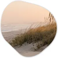 MuchoWow Organische wanddecoratie 40x40 cm - Organisch schilderij Duinlandschap - Zonsondergang - Strand - Muurdecoratie woonkamer - Kamer decoratie - Schilderijen - Muurcirkel aesthetic