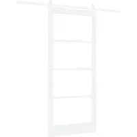 vidaXL Schuifdeur 93 x 211 cm Massief grenenhout en glas Wit