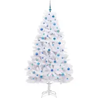 vidaXL Kunstmatige Hinged Kerstboom Wit 210 cm PVC en Staal