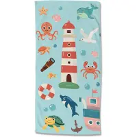 Good Morning Kinder Strandlaken Velours Sailor 75x150cm - aqua