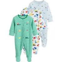 Next Rompertje/body pastelblauw / geel / groen / wit