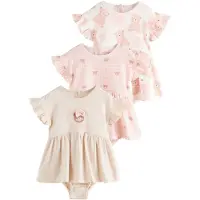 Next Rompertje/body lichtbeige / cappuccino / rosa / wit