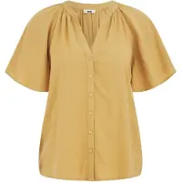 We fashion - Dames jacquard blouse - Regular fit - Okergeel - Viscose - Maat: M