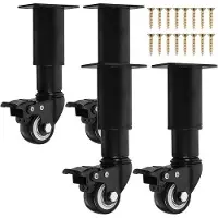OEM Verstelbare meubelsteunen met wielen, zwart, 14,5-16 cm