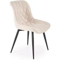 Halmar - Eetkamerstoel - Beige - Zwart Metalen Poten - Comfortabel