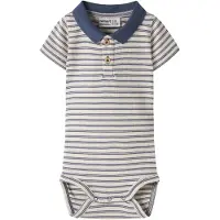 Name it Rompertje/body donkerblauw / offwhite