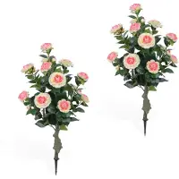 Happiq Kunstmatige Rose Bloembomen - Voor tuin, patio of huis - Decoratieve faux bloemen met grondspike - Set van 2, 90 cm