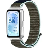 Strap-it Nylon band geschikt voor Huawei Band 11 / Huawei Band 11 Pro (Grijs-Blauw)
