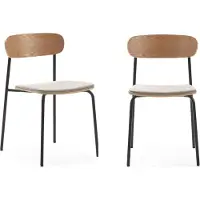 CALICOSY Set van 2 stoelen in stof met zwarte metalen poten l46 cm adriana