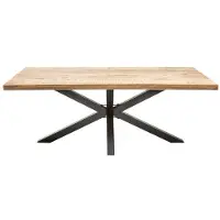 Meublorama Eettafel SOLARA 180 cm - Blad van massief mangohout en zwart metaal