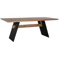Meublorama Eettafel ZENTOR 240 cm - Blad van geolied wild eiken en zwarte metalen poten - Elegante industriële stijl